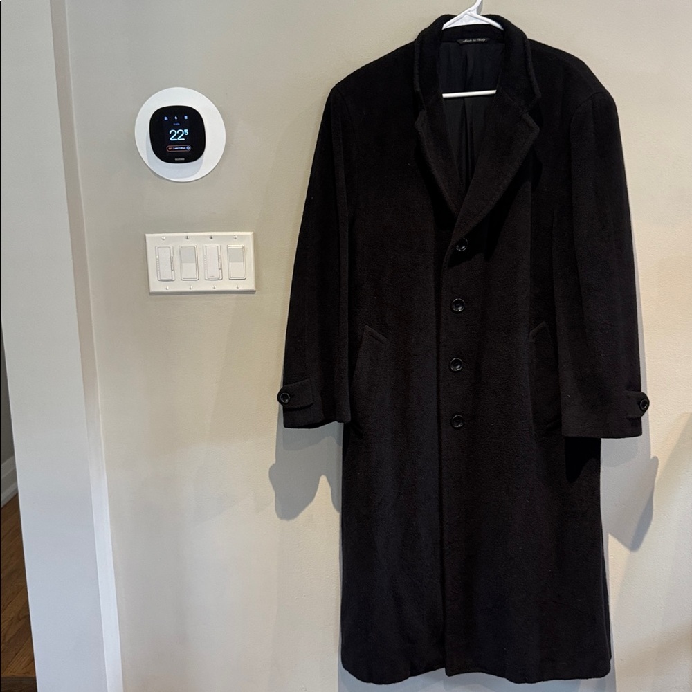 Canali 100% wool black overcoat excellent condition US 40